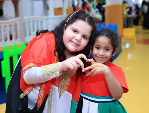 two student girls playing around