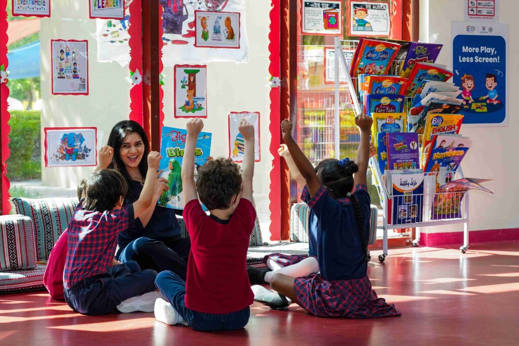 Students playing with the teacher